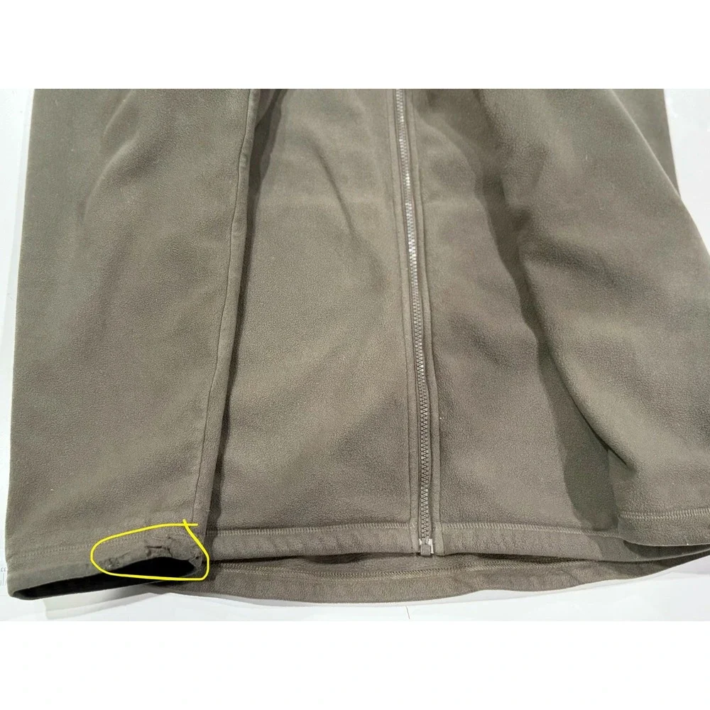 The North Face Mens Full Zip Fleece Jacket Olive Green Black Mock Neck Large